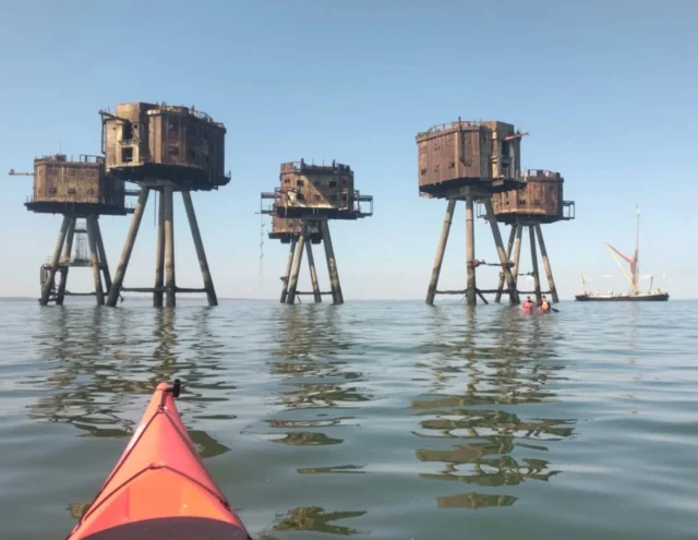 A few of our members took a trip to the Red Sand Forts with Wight Expeditions. These sci-fi metal giants were built during WW2 to protect London from enemy attacks and later became a haven for pirate radio stations.
Look out for more trips on our calendar.
Photos: Sarah TdB

#redsandforts #Thames Forts #kayaking #daytrips #wightexpeditions