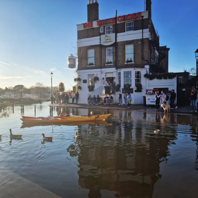 When you tie your kayaks to the railing, but the railing disappears...

#Richmond #hightide #thames #paddleuk